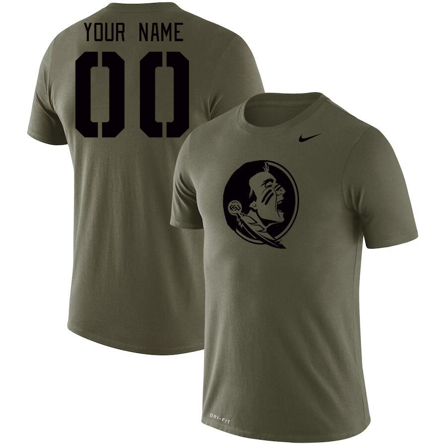 Custom Florida State Seminoles Name And Number College Tshirt-Olive